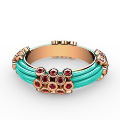 Garnet 18 ayar rose altın yüzük (Turkuaz mineli)