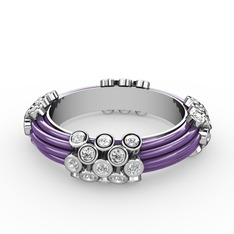 Delissa Yüzük - Beyaz zirkon 18 ayar beyaz altın yüzük (Menekşe mineli) #1ppd8j1