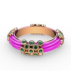 Delissa Yüzük - Yeşil kuvars 8 ayar rose altın yüzük (Neon pembe mineli) #1q5qkxb