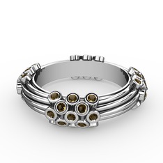 Delissa Yüzük - Dumanlı kuvars 14 ayar beyaz altın yüzük (şeffaf mineli) #1qc5cla