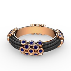 Delissa Yüzük - Lab safir 8 ayar rose altın yüzük (Siyah mineli) #1quktfa