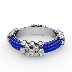 Delissa Yüzük - Swarovski 18 ayar beyaz altın yüzük (Mavi mineli) #1r7i6x1