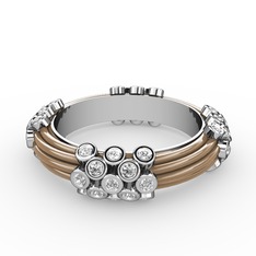 Swarovski 14 ayar beyaz altın yüzük (Ekru mineli)