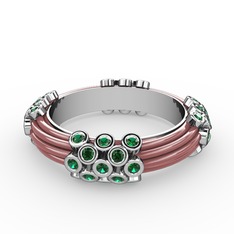 Delissa Yüzük - Yeşil kuvars 14 ayar beyaz altın yüzük (Pastel pembe mineli) #1rqif2