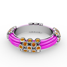 Sitrin 925 ayar gümüş yüzük (Neon pembe mineli)