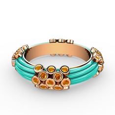 Delissa Yüzük - Sitrin 8 ayar rose altın yüzük (Turkuaz mineli) #1ry9d2d