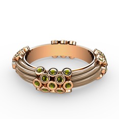 Peridot 18 ayar rose altın yüzük (Ekru mineli)