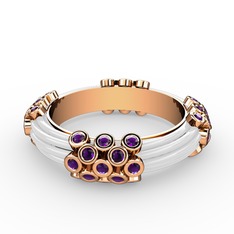 Delissa Yüzük - Ametist 14 ayar rose altın yüzük (Beyaz mineli) #1tnxs0p