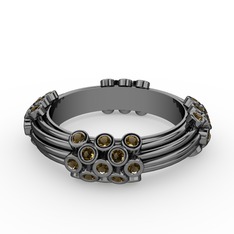 Delissa Yüzük - Dumanlı kuvars 925 ayar siyah rodyum kaplama gümüş yüzük (şeffaf mineli) #1uljlas