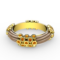 Delissa Yüzük - Sitrin 925 ayar altın kaplama gümüş yüzük (Ekru mineli) #1v853im