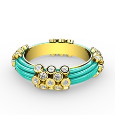 Delissa Yüzük - Pırlanta 14 ayar altın yüzük (0.78 karat, turkuaz mineli) #1wkw7j6