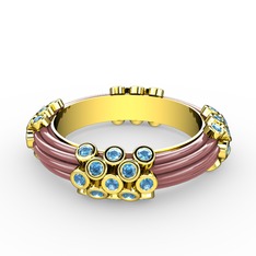 Delissa Yüzük - Akuamarin 8 ayar altın yüzük (Pastel pembe mineli) #2w1sru