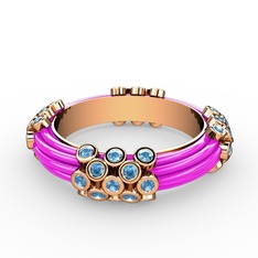 Delissa Yüzük - Akuamarin 18 ayar rose altın yüzük (Neon pembe mineli) #38y2ik