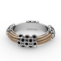 Delissa Yüzük - Siyah zirkon 8 ayar beyaz altın yüzük (Ekru mineli) #3v03wz