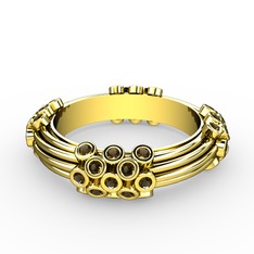 Dumanlı kuvars 18 ayar altın yüzük (şeffaf mineli)