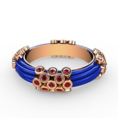 Garnet 18 ayar rose altın yüzük (Mavi mineli)