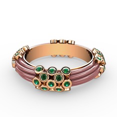 Yeşil kuvars 18 ayar rose altın yüzük (Pastel pembe mineli)
