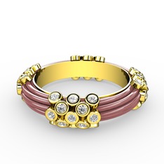 Delissa Yüzük - Beyaz zirkon 925 ayar altın kaplama gümüş yüzük (Pastel pembe mineli) #4gvb7i