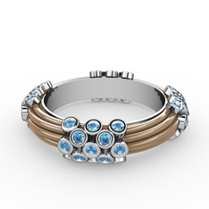 Delissa Yüzük - Akuamarin 18 ayar beyaz altın yüzük (Ekru mineli) #4zm9iv