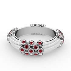 Garnet 18 ayar beyaz altın yüzük (Beyaz mineli)