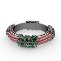 Delissa Yüzük - Yeşil kuvars 925 ayar siyah rodyum kaplama gümüş yüzük (Pastel pembe mineli) #6bpn10