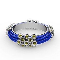 Peridot 925 ayar gümüş yüzük (Mavi mineli)