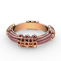 Garnet 14 ayar rose altın yüzük (Pastel pembe mineli)