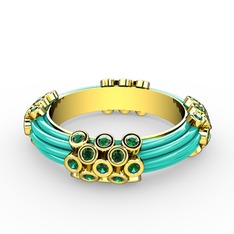 Yeşil kuvars 8 ayar altın yüzük (Turkuaz mineli)