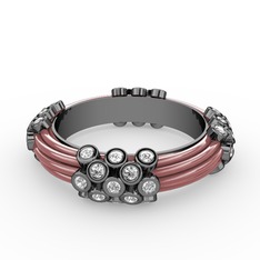 Delissa Yüzük - Swarovski 925 ayar siyah rodyum kaplama gümüş yüzük (Pastel pembe mineli) #bite06