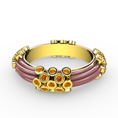 Sitrin 925 ayar altın kaplama gümüş yüzük (Pastel pembe mineli)