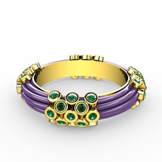 Delissa Yüzük - Yeşil kuvars 14 ayar altın yüzük (Menekşe mineli) #f6pq0b