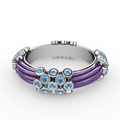 Delissa Yüzük - Akuamarin 8 ayar beyaz altın yüzük (Menekşe mineli) #ga879b