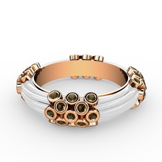 Delissa Yüzük - Dumanlı kuvars 8 ayar rose altın yüzük (Beyaz mineli) #gb2fh