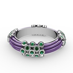 Delissa Yüzük - Yeşil kuvars 18 ayar beyaz altın yüzük (Menekşe mineli) #hhu2m8