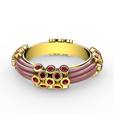 Rodolit garnet 18 ayar altın yüzük (Pastel pembe mineli)