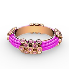 Delissa Yüzük - Pembe kuvars 14 ayar rose altın yüzük (Neon pembe mineli) #ikdcnr