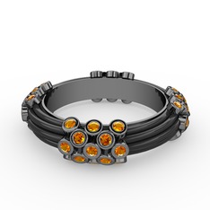 Delissa Yüzük - Sitrin 925 ayar siyah rodyum kaplama gümüş yüzük (Siyah mineli) #l8ul4n