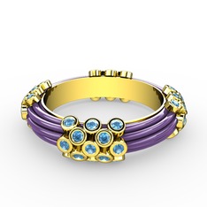 Delissa Yüzük - Akuamarin 8 ayar altın yüzük (Menekşe mineli) #lka889