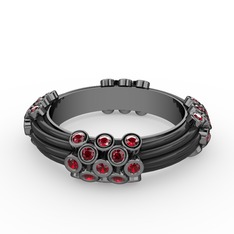 Garnet 925 ayar siyah rodyum kaplama gümüş yüzük (Siyah mineli)