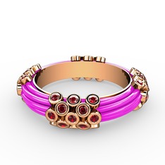 Garnet 14 ayar rose altın yüzük (Neon pembe mineli)