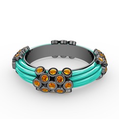 Delissa Yüzük - Sitrin 925 ayar siyah rodyum kaplama gümüş yüzük (Turkuaz mineli) #t1wq0c