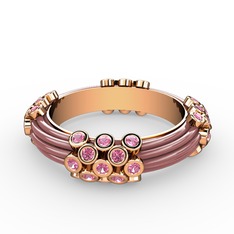 Delissa Yüzük - Pembe kuvars 18 ayar rose altın yüzük (Pastel pembe mineli) #u08xkk