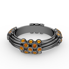 Delissa Yüzük - Sitrin 925 ayar siyah rodyum kaplama gümüş yüzük (şeffaf mineli) #u9561u