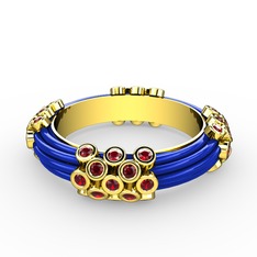 Delissa Yüzük - Garnet 14 ayar altın yüzük (Mavi mineli) #vmken7