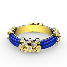 Delissa Yüzük - Swarovski 18 ayar altın yüzük (Mavi mineli) #w14yz8