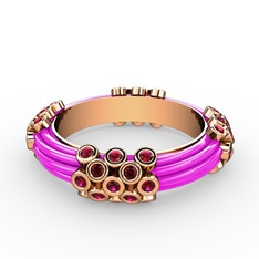 Delissa Yüzük - Rodolit garnet 925 ayar rose altın kaplama gümüş yüzük (Neon pembe mineli) #x8uf81