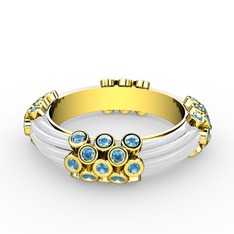 Delissa Yüzük - Akuamarin 18 ayar altın yüzük (Beyaz mineli) #y25bfm