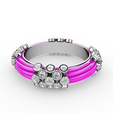 Delissa Yüzük - Swarovski 8 ayar beyaz altın yüzük (Neon pembe mineli) #zkmauf