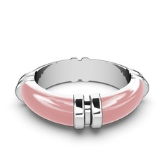 18 ayar beyaz altın yüzük (Pastel pembe mineli)
