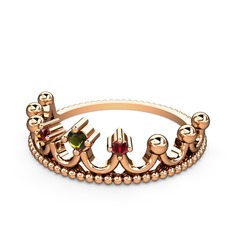 Kraliçe Taç Yüzük - Peridot ve garnet 8 ayar rose altın yüzük #119913v